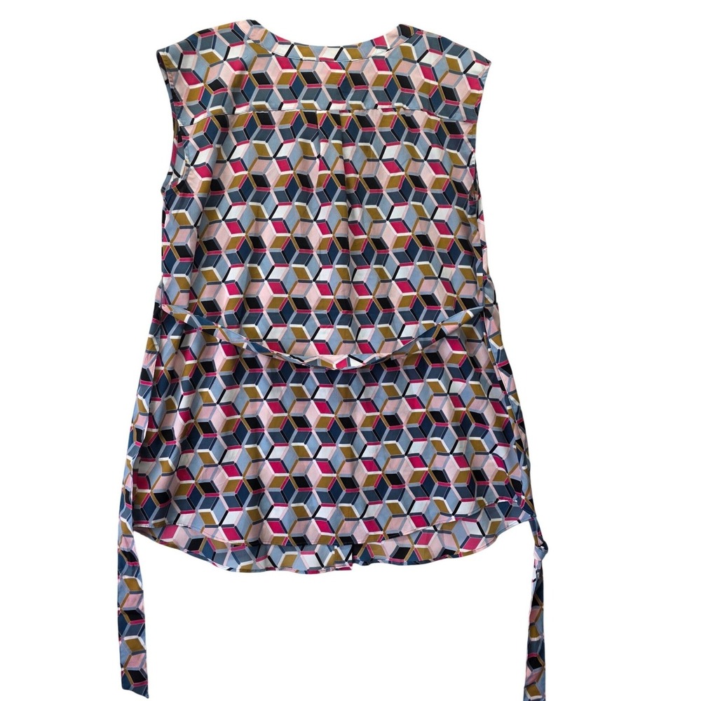 Motherhood Maternity Womens Large Pink Geometric Cube Print Sleeveless Tie‎ Top - Picture 2 of 7